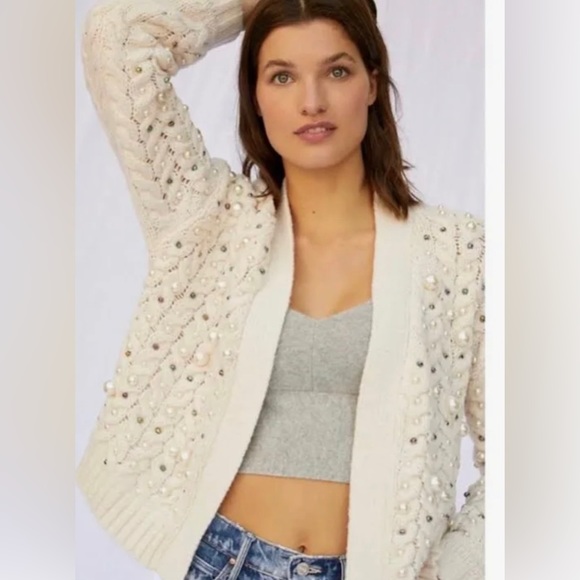 Anthropology festive embellished cardigan one size fits most - Picture 4 of 8